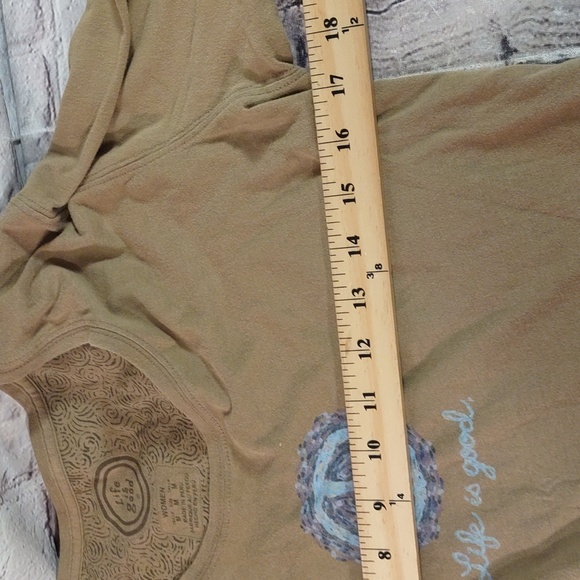 Life is Good Olive " Peace Graphic" Quarter Sleeve M - Picture 6 of 13